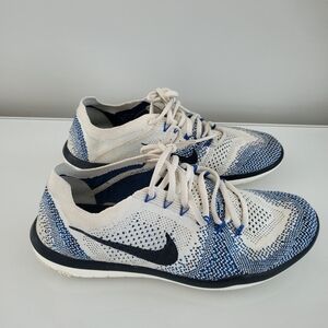 Nike Free Flyknit Blue/ White Sneakers Women Size 8 / Men Size 6.5